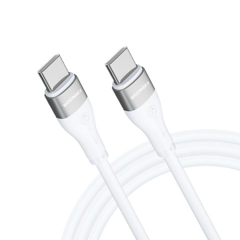 Trwały elastyczny kabel przewód USB-C - USB-C PD 65W 2m biały Trwały elastyczny kabel przewód USB-C - USB-C PD 65W 2m biały
