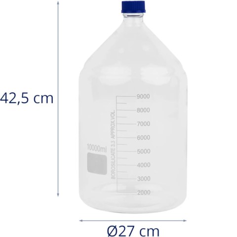 Butelka laboratoryjna ze szkła borokrzemowego 3.3 10 l Butelka laboratoryjna ze szkła borokrzemowego 3.3 10 l