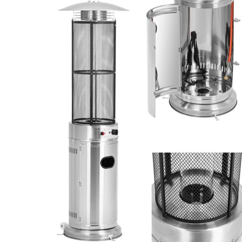 Lampa grzewcza promiennik ciepła gazowy tarasowy 11 kW 182 cm - srebrny Lampa grzewcza promiennik ciepła gazowy tarasowy 11 kW 182 cm - srebrny