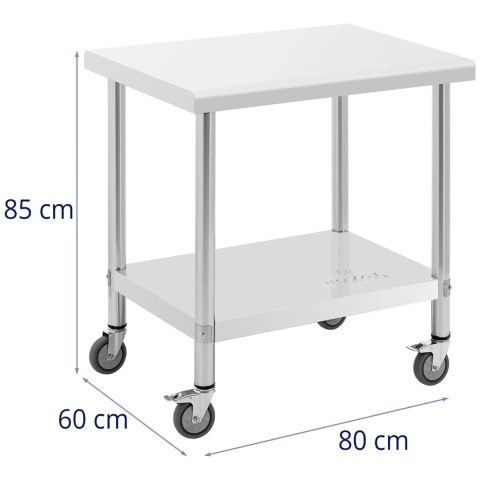 Stół blat roboczy na kółkach 2 poziomy 60 x 80 cm STAL do 135 kg Stół blat roboczy na kółkach 2 poziomy 60 x 80 cm STAL do 135 kg
