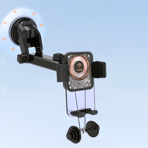 Uchwyt samochodowy F19 zaciskowy na telefon z ładowarką indukcyjną 15W czarny Uchwyt samochodowy F19 zaciskowy na telefon z ładowarką indukcyjną 15W czarny