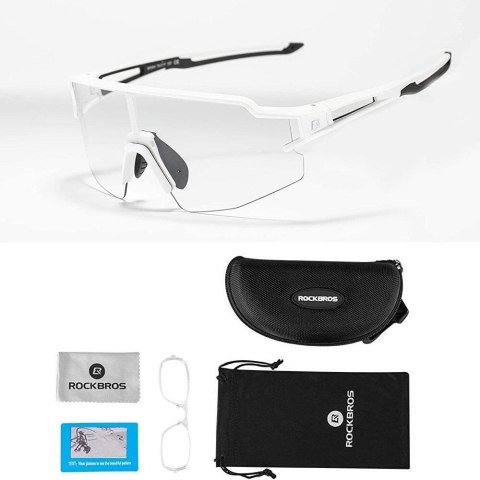 Okulary rowerowe fotochromowe z filtrami UV 400 UVA i UVB białe Okulary rowerowe fotochromowe z filtrami UV 400 UVA i UVB białe