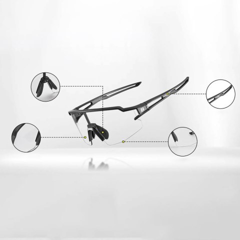 Okulary rowerowe fotochromowe z filtrami UV 400 UVA i UVB czarno-czerwone Okulary rowerowe fotochromowe z filtrami UV 400 UVA i UVB czarno-czerwone