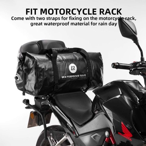 Praktyczna torba motocyklowa wodoodporna mocowana na siedzenie bagaznik 55L czarna Praktyczna torba motocyklowa wodoodporna mocowana na siedzenie bagaznik 55L czarna