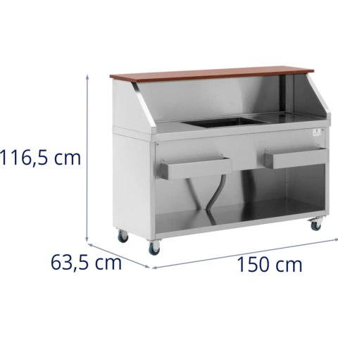 Stacja barmańska barowa z komorą na lód i półkami na butelki 150 cm Stacja barmańska barowa z komorą na lód i półkami na butelki 150 cm