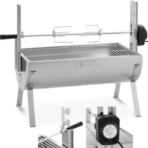 Grill węglowy z rożnem obrotowym elektrycznym do pieczenia prosiaka 4 W 15 kg 82 cm Grill węglowy z rożnem obrotowym elektrycznym do pieczenia prosiaka 4 W 15 kg 82 cm