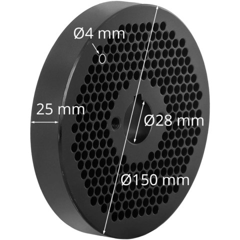 Matryca sitko do pelletu peleciarki WIE-PM-2500 śr. 150 mm x 25 mm otwory 4 mm Matryca sitko do pelletu peleciarki WIE-PM-2500 śr. 150 mm x 25 mm otwory 4 mm