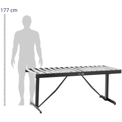 Podajnik rolkowy z regulacją wysokości do 200kg 17 rolek 540x35mm 178cm Podajnik rolkowy z regulacją wysokości do 200kg 17 rolek 540x35mm 178cm