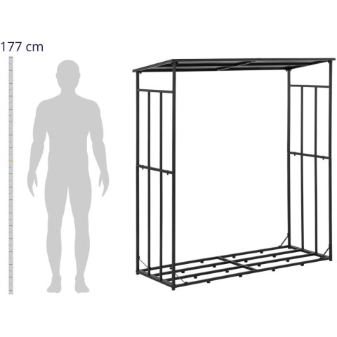 Stojak na drewno opałowe metalowy zewnętrzny z dachem do 300 kg 161 x 65 x 177 cm Stojak na drewno opałowe metalowy zewnętrzny z dachem do 300 kg 161 x 65 x 177 cm