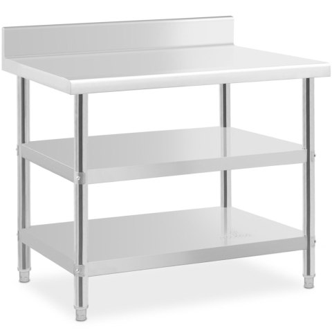 Stół blat roboczy stalowy nierdzewny przyścienny z rantem 2 półki 100x70cm Stół blat roboczy stalowy nierdzewny przyścienny z rantem 2 półki 100x70cm