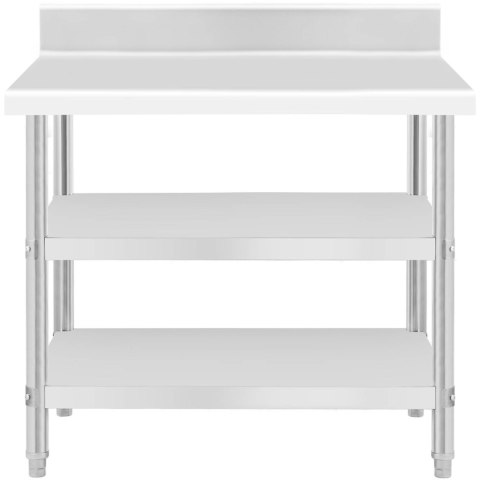 Stół blat roboczy stalowy nierdzewny przyścienny z rantem 2 półki 100x70cm Stół blat roboczy stalowy nierdzewny przyścienny z rantem 2 półki 100x70cm