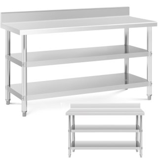 Stół blat roboczy stalowy nierdzewny przyścienny z rantem 2 półki 150x60cm