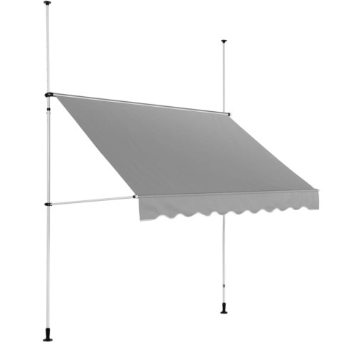 Markiza balkonowa tarasowa rozporowa zwijana ręcznie 250 x 120 cm - szara Markiza balkonowa tarasowa rozporowa zwijana ręcznie 250 x 120 cm - szara