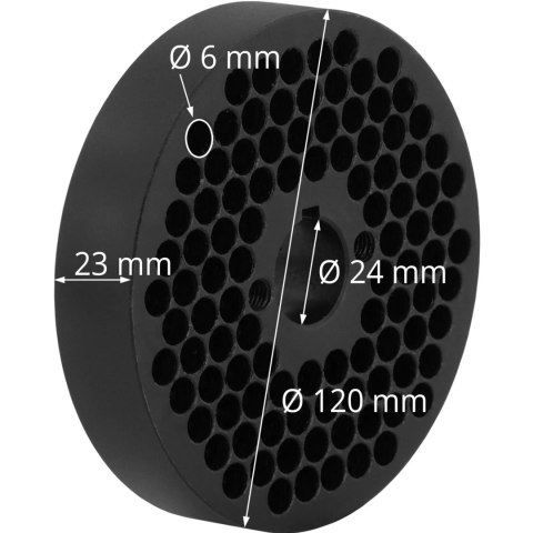 Matryca do peleciarki WIE-PM-1500 WIE-PM-500 śr. 120 mm otwory 6 mm Matryca do peleciarki WIE-PM-1500 WIE-PM-500 śr. 120 mm otwory 6 mm