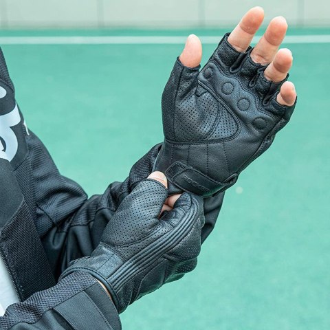 Rękawiczki motocyklowe bez palców z ochroną kostek rozmiar M czarne Rękawiczki motocyklowe bez palców z ochroną kostek rozmiar M czarne