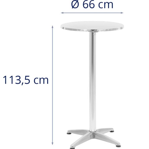 Stół stolik barowy okrągły wysoki składany śr. 60 cm 115 cm srebrny Stół stolik barowy okrągły wysoki składany śr. 60 cm 115 cm srebrny