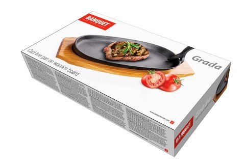 TALERZ PÓŁMISEK PATELNIA ŻELIWNA Z DESKĄ BANQUET GRADA TALERZ PÓŁMISEK PATELNIA ŻELIWNA Z DESKĄ BANQUET GRADA