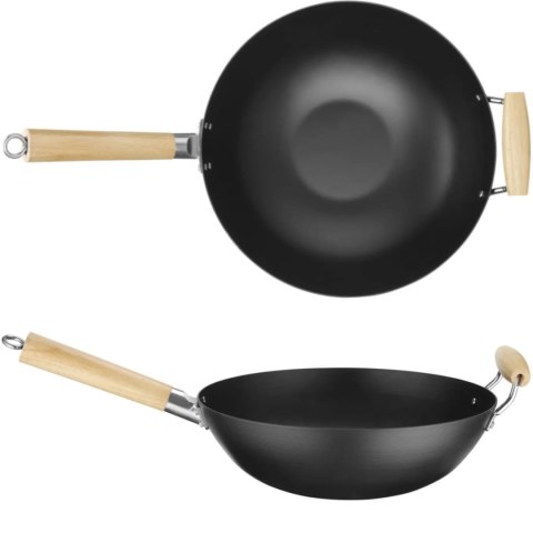 Wok ze stali węglowej z drewnianymi uchwytami śr. 324 mm Wok ze stali węglowej z drewnianymi uchwytami śr. 324 mm