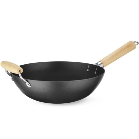 Wok ze stali węglowej z drewnianymi uchwytami śr. 324 mm Wok ze stali węglowej z drewnianymi uchwytami śr. 324 mm