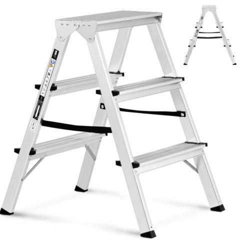 Drabina drabinka schodkowa składana aluminiowa 3 stopnie wys. 65cm do 150kg Drabina drabinka schodkowa składana aluminiowa 3 stopnie wys. 65cm do 150kg