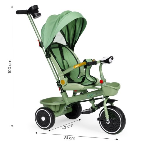 Rowerek trójkołowy spacerówka 2w1 obracane siedzisko składany daszek zielony - ECOTOYS Rowerek trójkołowy spacerówka 2w1 obracane siedzisko składany daszek zielony - ECOTOYS