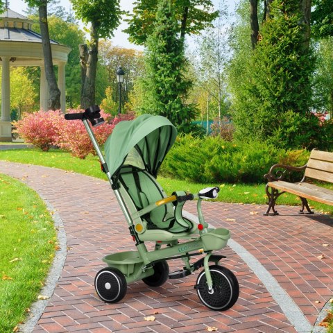 Rowerek trójkołowy spacerówka 2w1 obracane siedzisko składany daszek zielony - ECOTOYS Rowerek trójkołowy spacerówka 2w1 obracane siedzisko składany daszek zielony - ECOTOYS