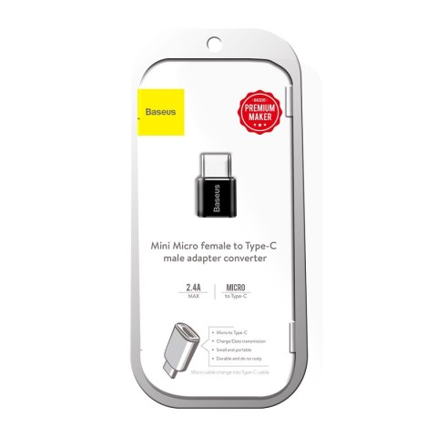 Adapter Mini przejściówka z micro USB na USB-C - czarny Adapter Mini przejściówka z micro USB na USB-C - czarny