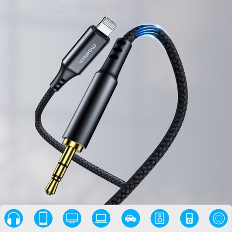 Kabel przewód audio AUX iPhone Lighting - mini jack 3.5mm 1 m - czarny Kabel przewód audio AUX iPhone Lighting - mini jack 3.5mm 1 m - czarny