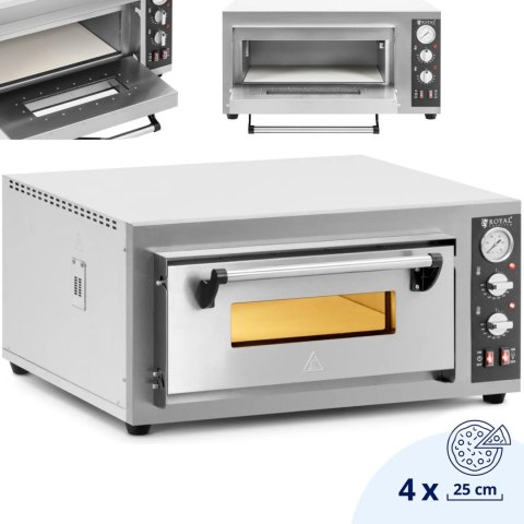 Piec do pizzy elektryczny z kamieniem szamotowym na 4 pizze śr. 25 cm 4200 W Piec do pizzy elektryczny z kamieniem szamotowym na 4 pizze śr. 25 cm 4200 W