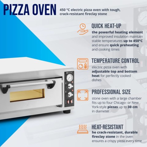 Piec do pizzy elektryczny z kamieniem szamotowym na 4 pizze śr. 30 cm 4200 W Piec do pizzy elektryczny z kamieniem szamotowym na 4 pizze śr. 30 cm 4200 W