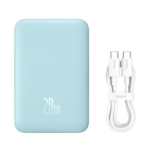 Powerbank indukcyjny Magnetic Mini 10000 mAh 20W + kabel USB-C - niebieski