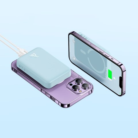 Powerbank indukcyjny Magnetic Mini 10000 mAh 20W + kabel USB-C - niebieski