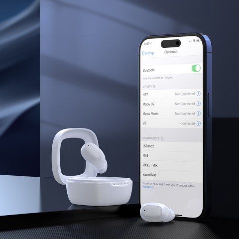 Słuchawki dokanałowe MEMS bezprzewodowe TWS Bluetooth 5.3 - białe