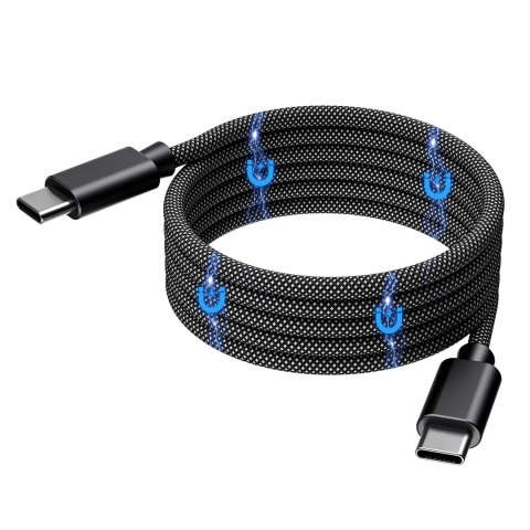 Kabel przewód USB-C 240W PD 3.1 z organizerem magnetycznym 1.2m - czarny Kabel przewód USB-C 240W PD 3.1 z organizerem magnetycznym 1.2m - czarny
