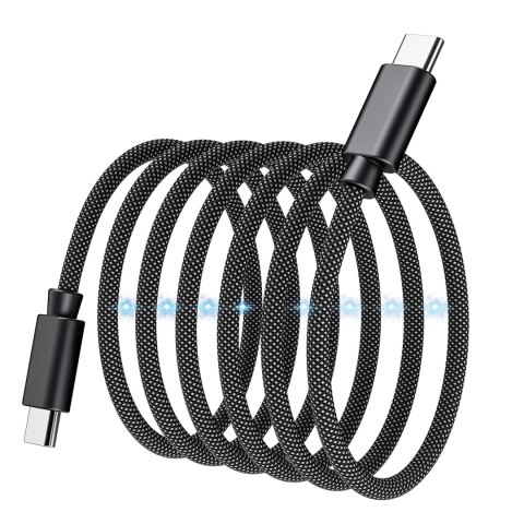 Kabel przewód USB-C 240W PD 3.1 z organizerem magnetycznym 1.2m - czarny Kabel przewód USB-C 240W PD 3.1 z organizerem magnetycznym 1.2m - czarny