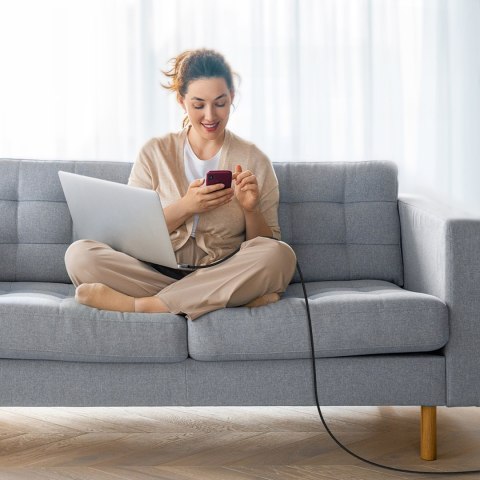 Kabel przewód USB-C - USB-C PD 60W w oplocie XCC-1014 - szary Kabel przewód USB-C - USB-C PD 60W w oplocie XCC-1014 - szary