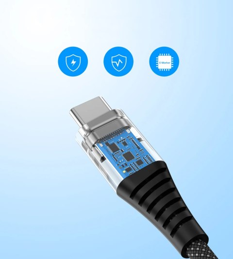 Kabel przewód USB-C-USB-C z organizererm magnetycznym PD 3.1 240W 1.8m - czarny Kabel przewód USB-C-USB-C z organizererm magnetycznym PD 3.1 240W 1.8m - czarny
