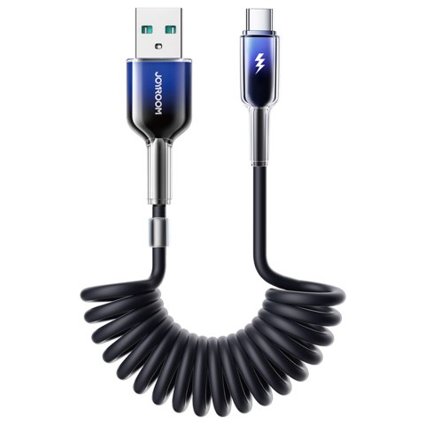 Kabel przewód spiralny USB-A - USB-C Crystal-Clear Series 3A 1.5m - czarny Kabel przewód spiralny USB-A - USB-C Crystal-Clear Series 3A 1.5m - czarny