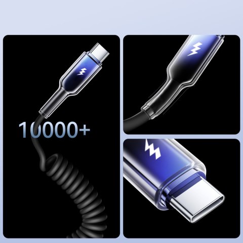 Kabel przewód spiralny USB-A - USB-C Crystal-Clear Series 3A 1.5m - czarny Kabel przewód spiralny USB-A - USB-C Crystal-Clear Series 3A 1.5m - czarny