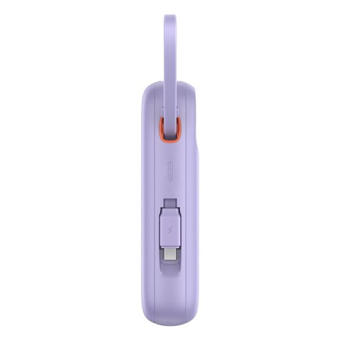 Power bank 10000mAh QPow 2 30W z wbudowanymi kablami USB-C - fioletowy