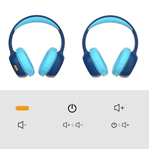 Słuchawki bezprzewodowe KH02 Bluetooth dla dzieci bezpieczne z kontrolą głośności - niebieskie