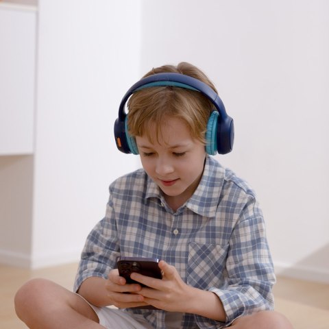 Słuchawki bezprzewodowe KH02 Bluetooth dla dzieci bezpieczne z kontrolą głośności - niebieskie