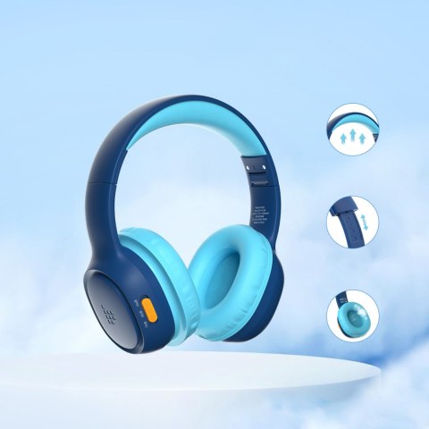 Słuchawki bezprzewodowe KH02 Bluetooth dla dzieci bezpieczne z kontrolą głośności - niebieskie