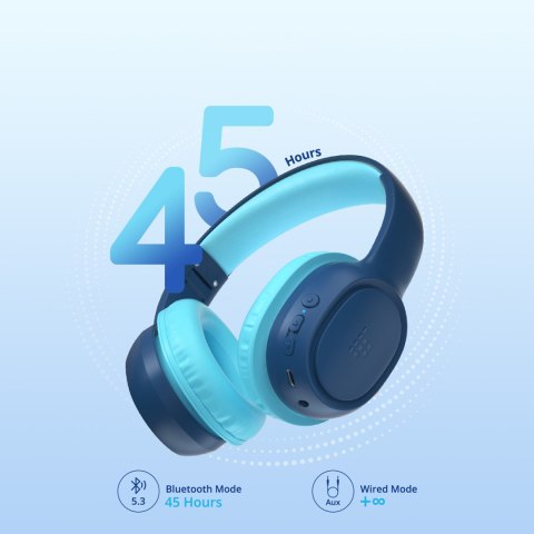 Słuchawki bezprzewodowe KH02 Bluetooth dla dzieci bezpieczne z kontrolą głośności - niebieskie
