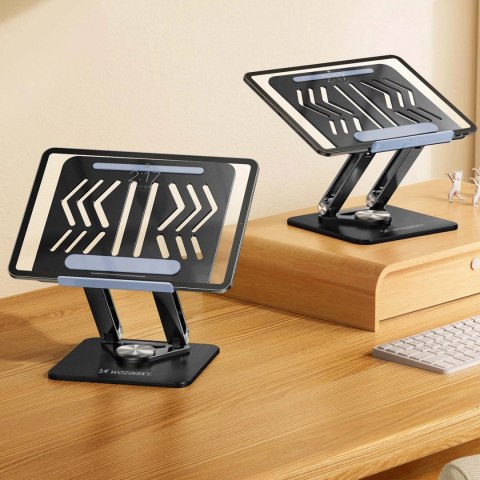 ZESTAW Podstawka pod laptopa aluminiowa 360 + podstawka do smartfona - czarna