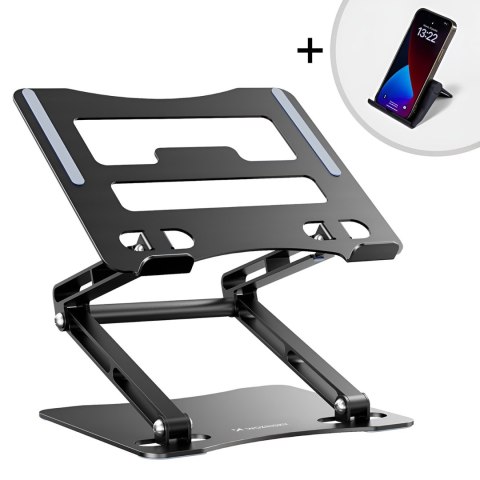 ZESTAW Podstawka pod laptopa aluminiowa + podstawka do smartfona - czarna ZESTAW Podstawka pod laptopa aluminiowa + podstawka do smartfona - czarna
