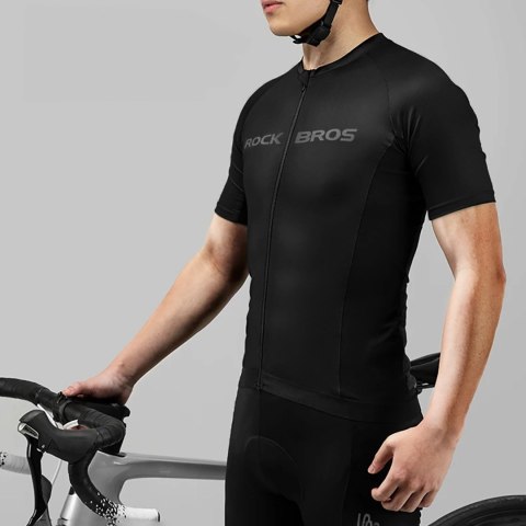Koszulka rowerowa rozpinana z krótkim rękawem XXXL - czarna