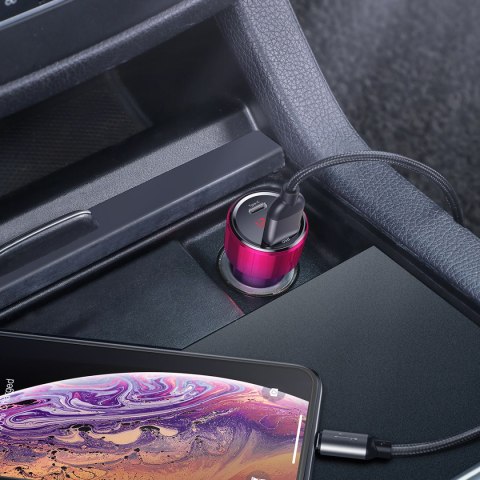 Ładowarka samochodowa Magic Series PPS USB-C USB-A 45W PD QC 5A - różowo-niebieska Ładowarka samochodowa Magic Series PPS USB-C USB-A 45W PD QC 5A - różowo-niebieska