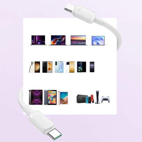 Kabel przewód Multi-Color Series A14 USB-C - USB-C 100W 1.2 m - biały Kabel przewód Multi-Color Series A14 USB-C - USB-C 100W 1.2 m - biały