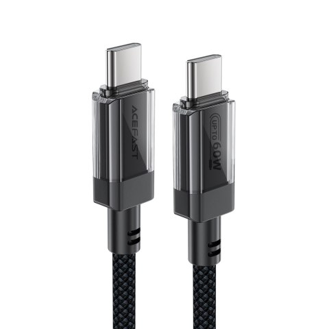 Kabel przewód USB-C z nylonowym oplotem PD 60W 480Mb/s - czarny